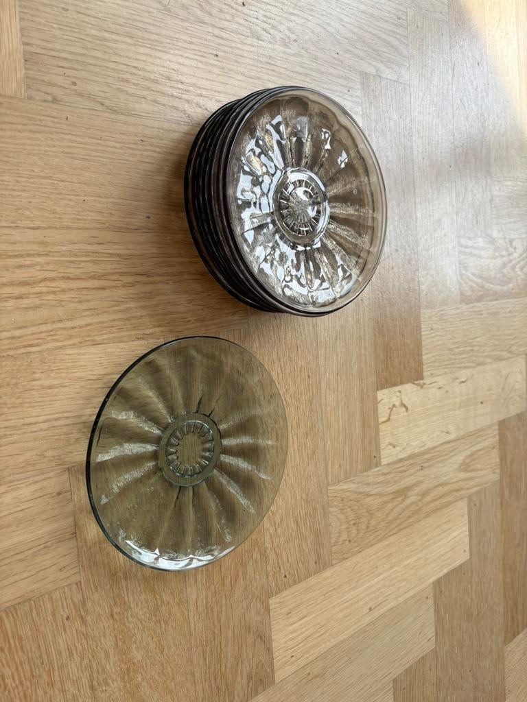 Vintage art deco rookglazen taartbordjes, Ophalen of Verzenden