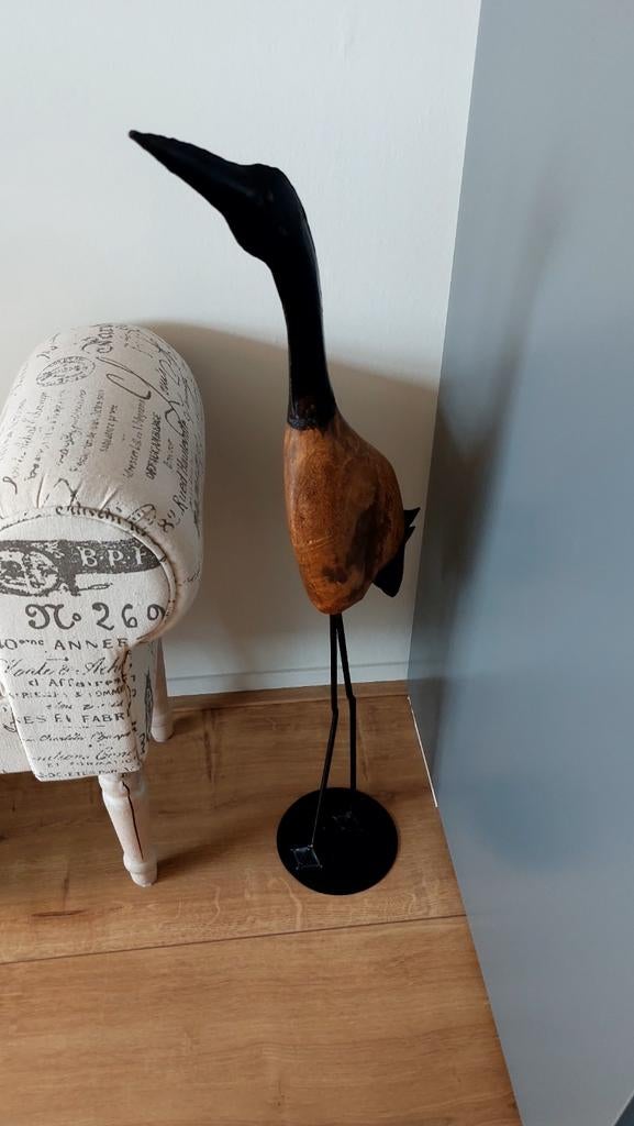 Decoratieve houten vogel op standaard, Ophalen of Verzenden, Gebruikt