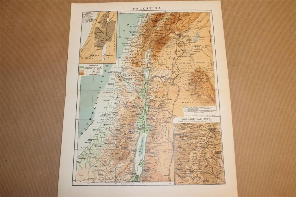 Antieke kaart - Palestina - Circa 1900 !!, Ophalen of Verzenden, 1800 tot 2000, Nederland, Landkaart