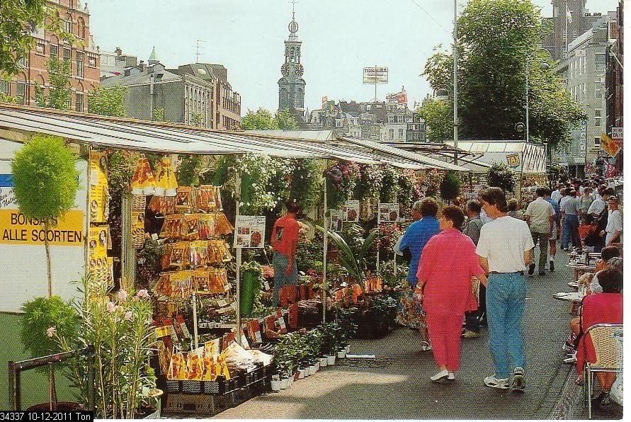 Ansichtkaart 	Amsterdam	Bloemenmarkt	Munttoren, Verzenden, 1960 tot 1980, Ongelopen, Noord-Holland