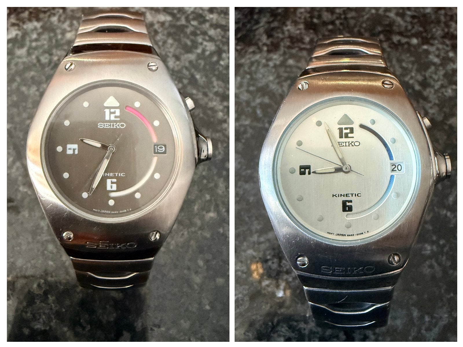 2 x Seiko kinetic 5m42-0e39, Verzenden, Zo goed als nieuw, Staal, Seiko