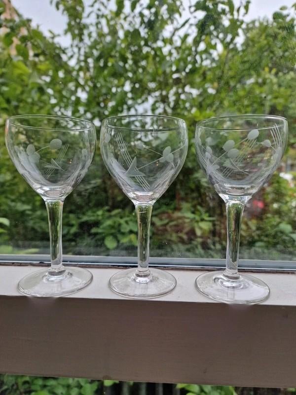 Vintage Kristallen Port-/Sherryglazen Art Deco, Antiek en Kunst, Antiek | Glas en Kristal, Ophalen of Verzenden