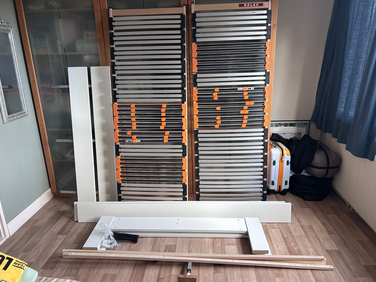 Tweepersoonsbed met bedbodems, Ophalen, Wit, Tweepersoons, 140 cm