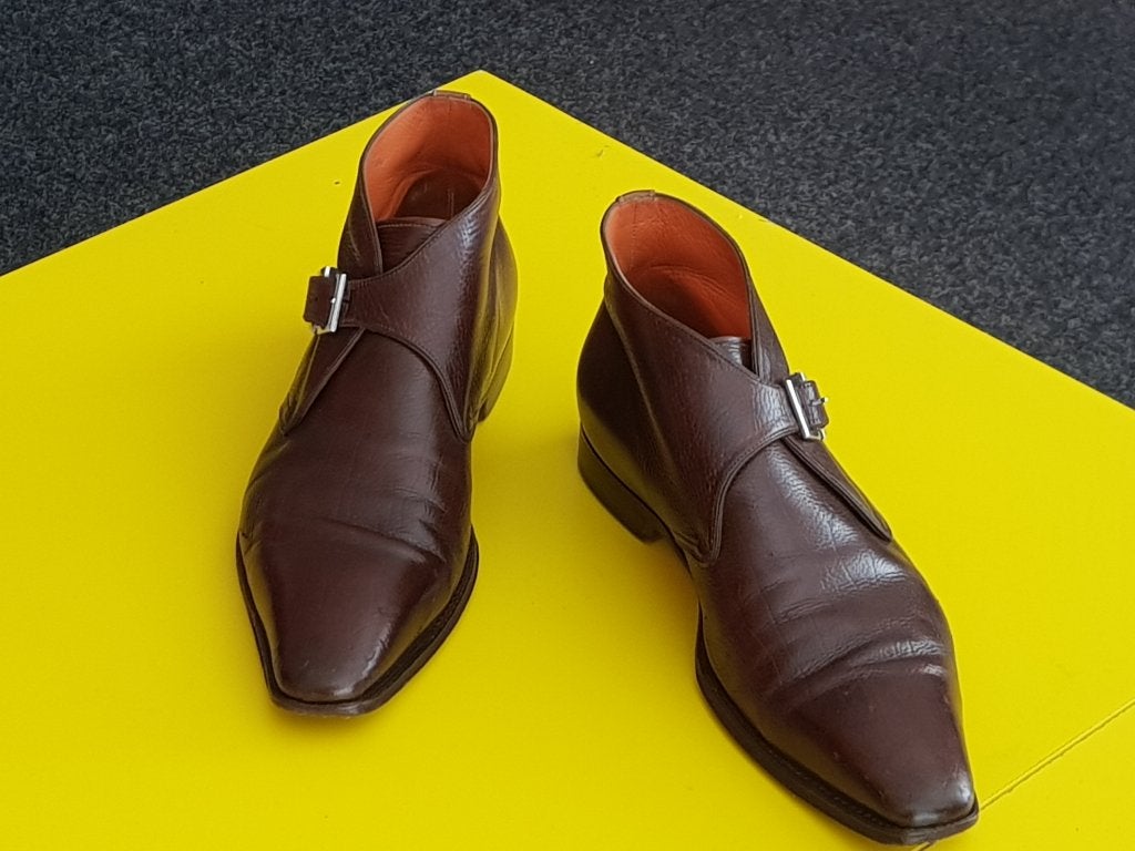 Santoni half hoog schoenen met gesp en bruine kleur 41/5, Kleding | Heren, Bruin, Ophalen of Verzenden, Gespschoenen, Santoni