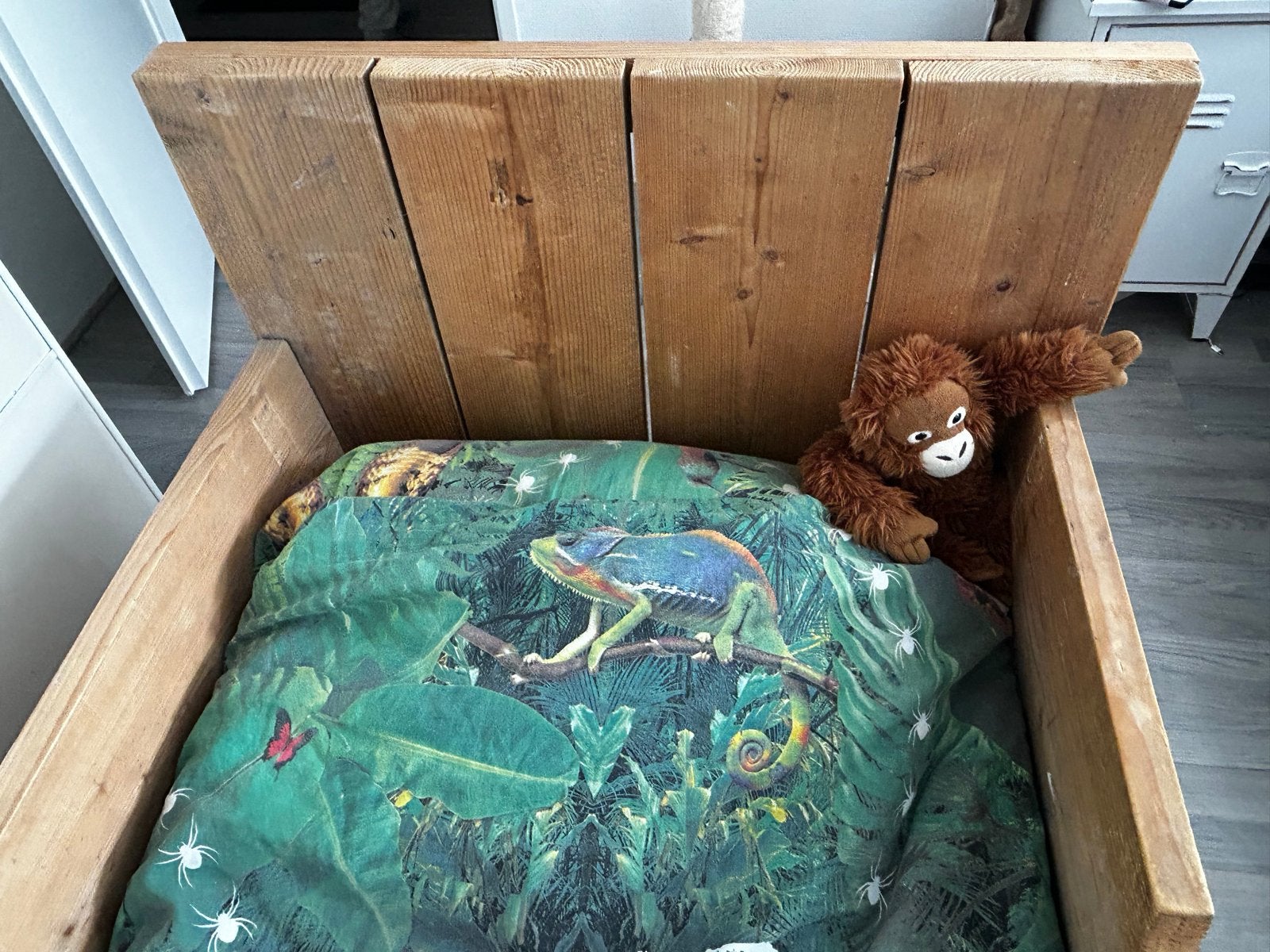 Stoer Steigerhouten Kinderbed - Robuust en Duurzaam, Huis en Inrichting, Slaapkamer | Bedden, Ophalen, Gebruikt, Bruin, Steigerhout