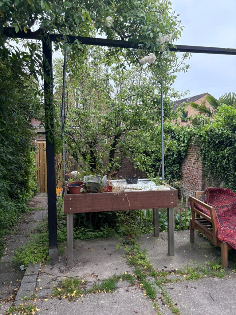 Makkelijke moestuin bak op boten inclusief klimrek, Gebruikt, 100 cm of meer, Ophalen of Verzenden, Balkon