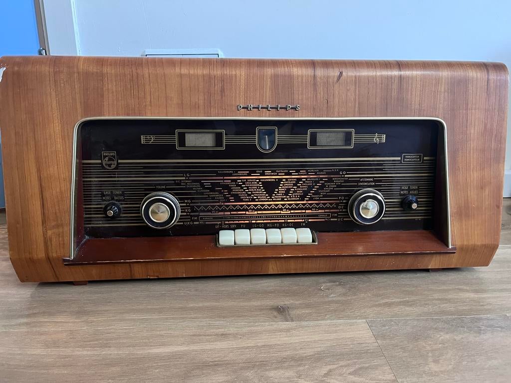 Vintage Philips buizenradio B5X64A/01 - Werkend, Ophalen, Gebruikt, Radio