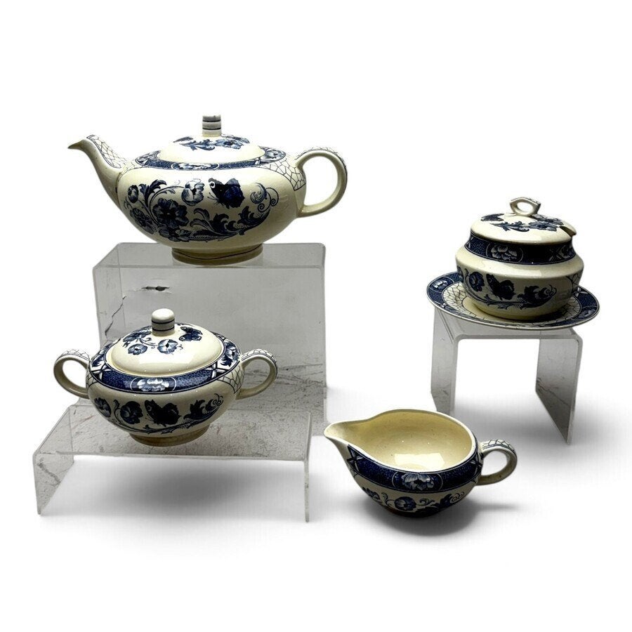 Theeserviesje met gebaksstel, Societe Ceramique, Butterfly, Ophalen of Verzenden