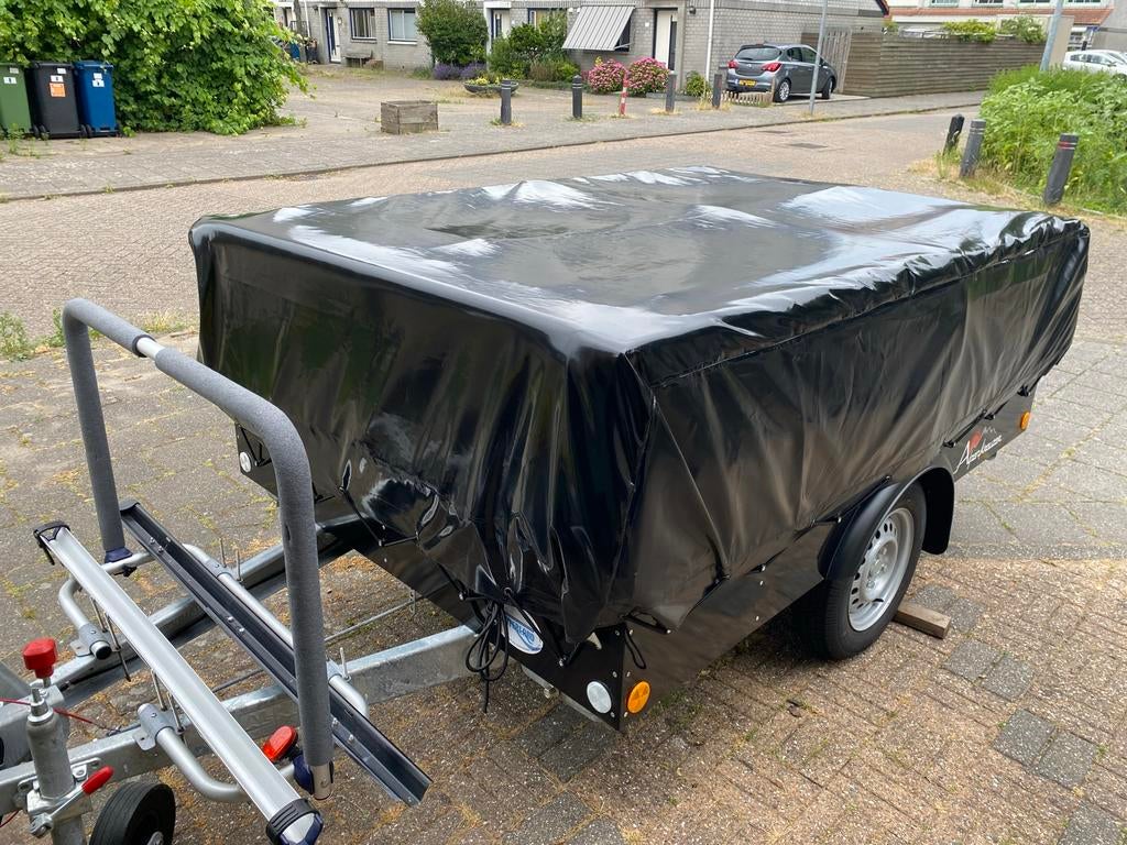 Compacte en complete vouwwagen met fietsendrager, Beige, Aanwezig, Tot en met 4, Ophalen