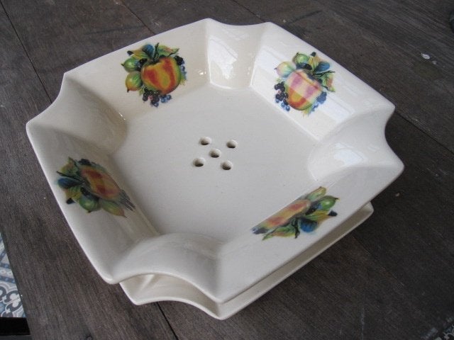 Prachtige antieke fruittest met uitlekschaal, apart model, Antiek en Kunst, Ophalen of Verzenden