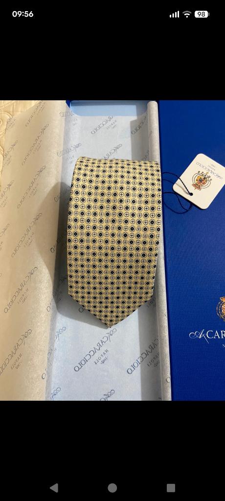 Caracciolo zijden stropdas, Wit, Nieuw, Ophalen of Verzenden, Met patroon