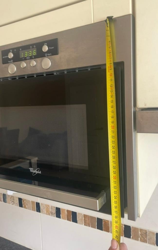 Inbouw magnetron Whirlpool, Witgoed en Apparatuur, Magnetrons, Zo goed als nieuw, Inbouw, Magnetron, 45 tot 60 cm, Draaiplateau