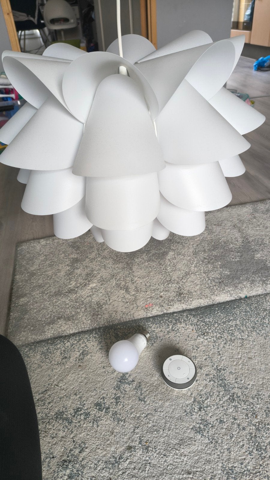 Ikea Knappa lamp met lamptobe kleur en afstandsbediening, Ophalen, Kunststof, Zo goed als nieuw, Modern, Scandinavisch