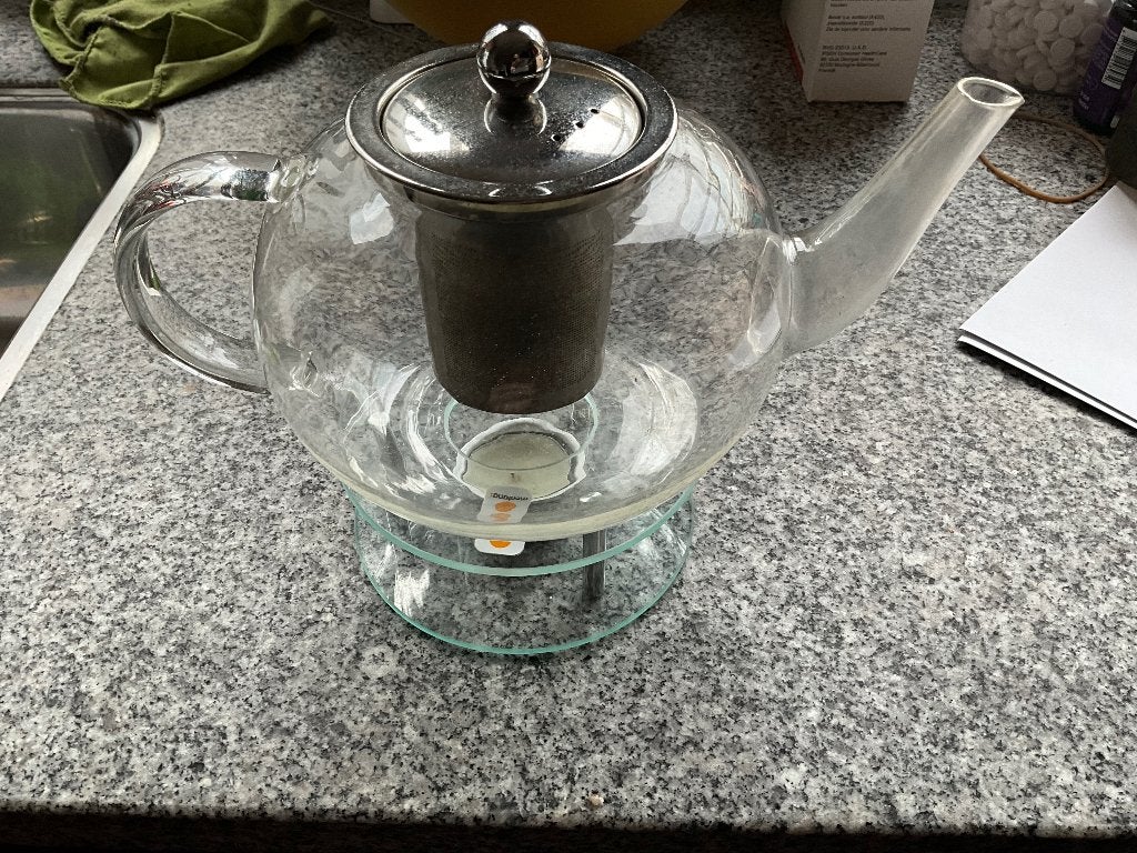 Glazen theepot met warmhouder, Glazen theepot met warmhouder, Ophalen of Verzenden, Bord(en), Overige stijlen