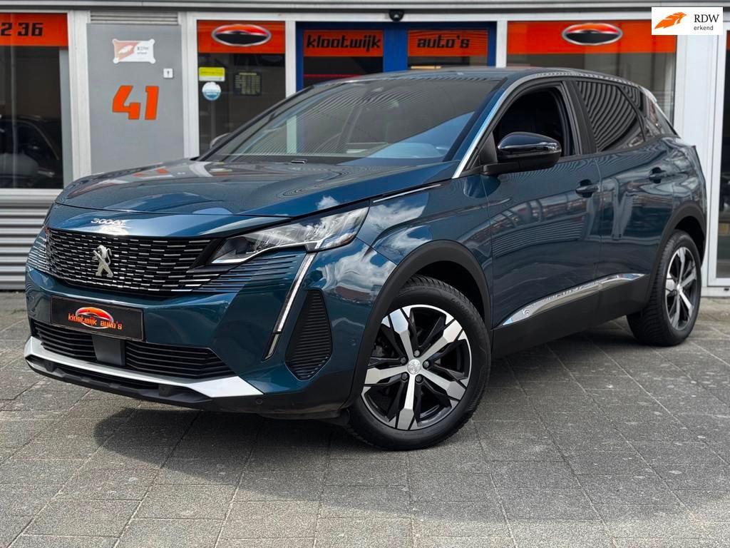 Peugeot 3008 1.2T Allure Pack Automaat CarPlay 23.000km 360C, Gebruikt, 1199 cc, Blauw, Leder en Stof