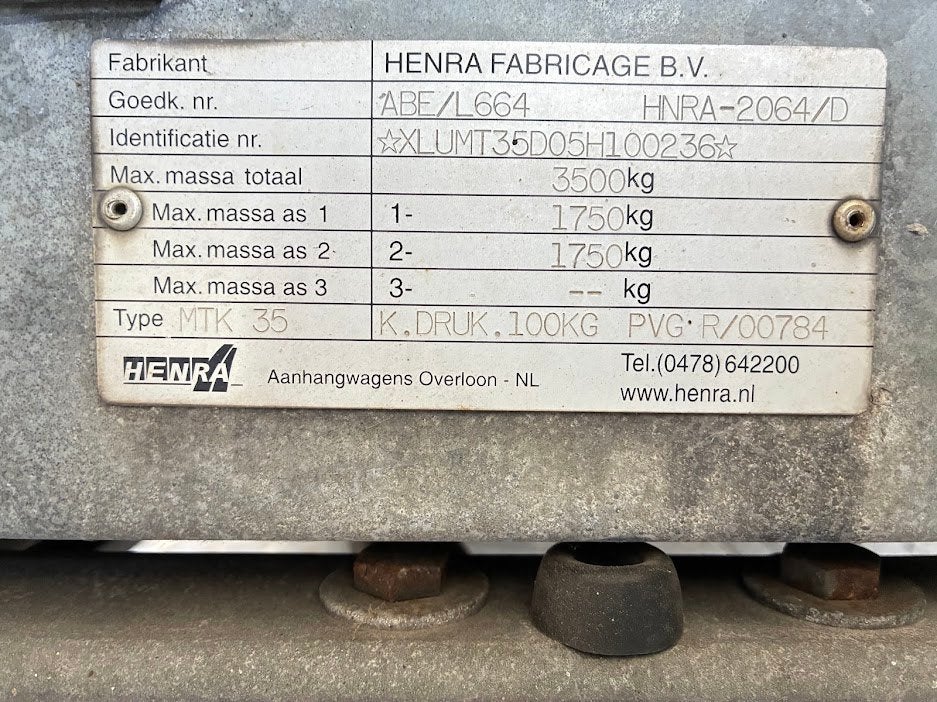 Henra 3500 KG Auto Ambulance met lier en boordaccu, Auto diversen, Aanhangers en Bagagewagens, Ophalen, Zo goed als nieuw