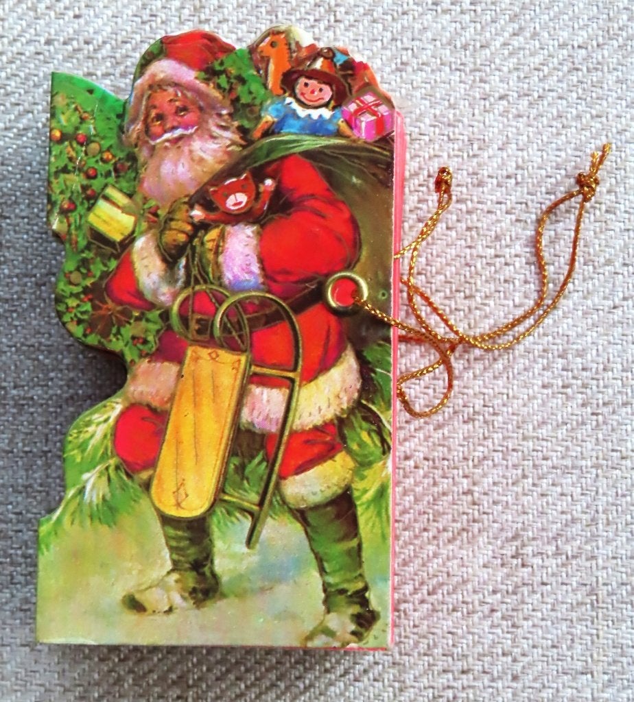 Harmonica boekje met 42x Kerstman met slee en cadeautjes zak, Ophalen of Verzenden