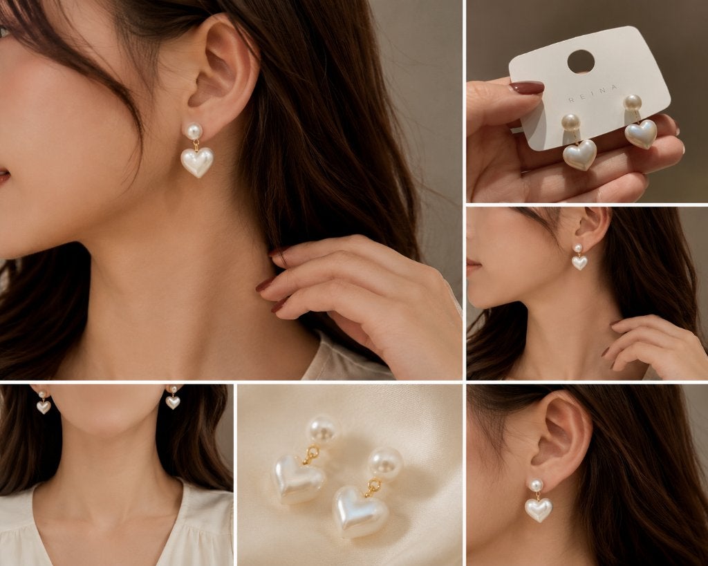 Parel Oorbellen met Hartje – Goudkleurig, Sieraden, Tassen en Uiterlijk, Oorbellen, Overige materialen, Verzenden, Nieuw, Knopjes of Stekers