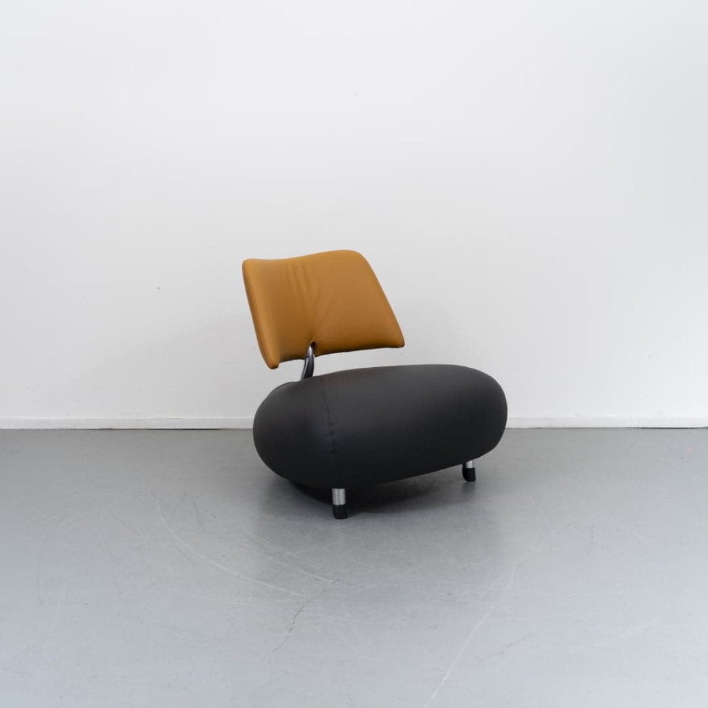 Leolux Pallone Fauteuil Maïsgeel/Zwart Leer