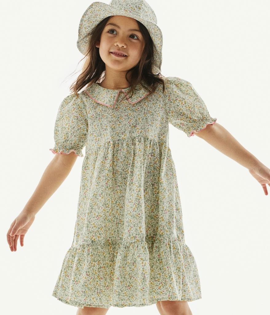 Floral jurkje met groen en geel tinten maat 122, Meisje, H&M, Ophalen of Verzenden, Zo goed als nieuw