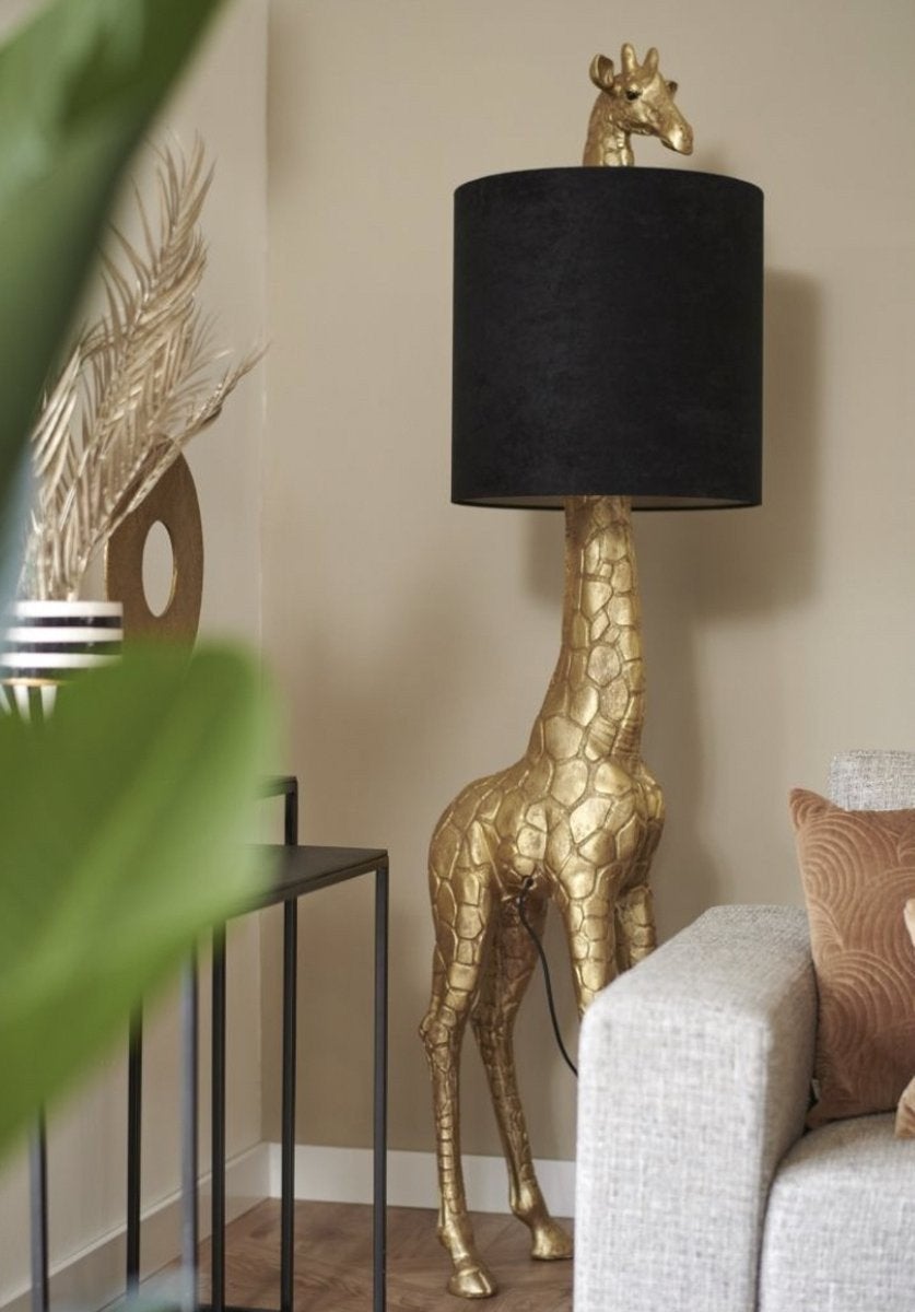 Light & living gouden giraffe lamp 1.84 hoog antiek brons, Ophalen, Zo goed als nieuw, 150 tot 200 cm