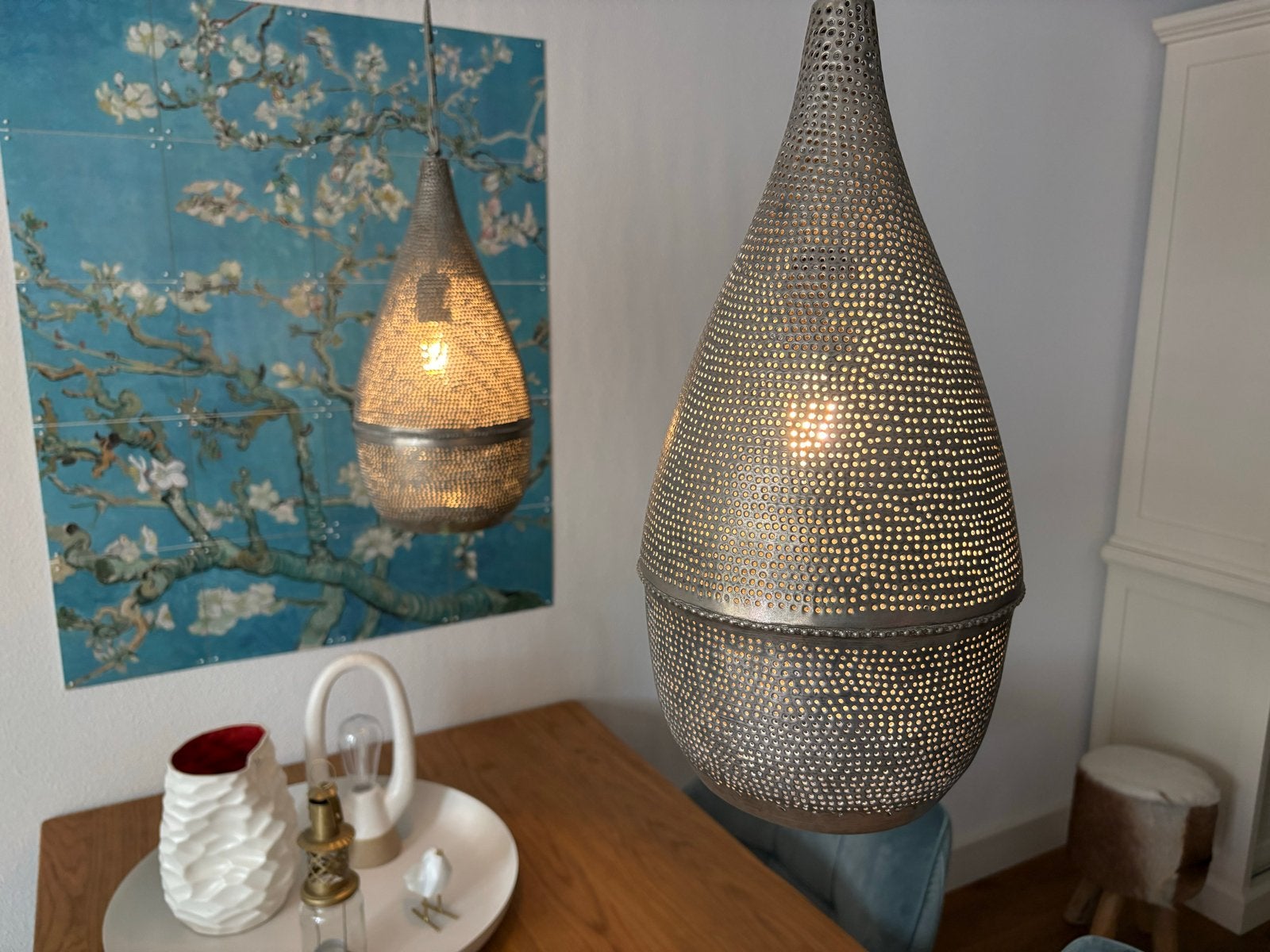 2 Zenza Ibiza Marokkaans filigrain hanglampen,Ø20cm,€60 p/st, Ophalen of Verzenden, Zo goed als nieuw, Metaal, E27 (groot)
