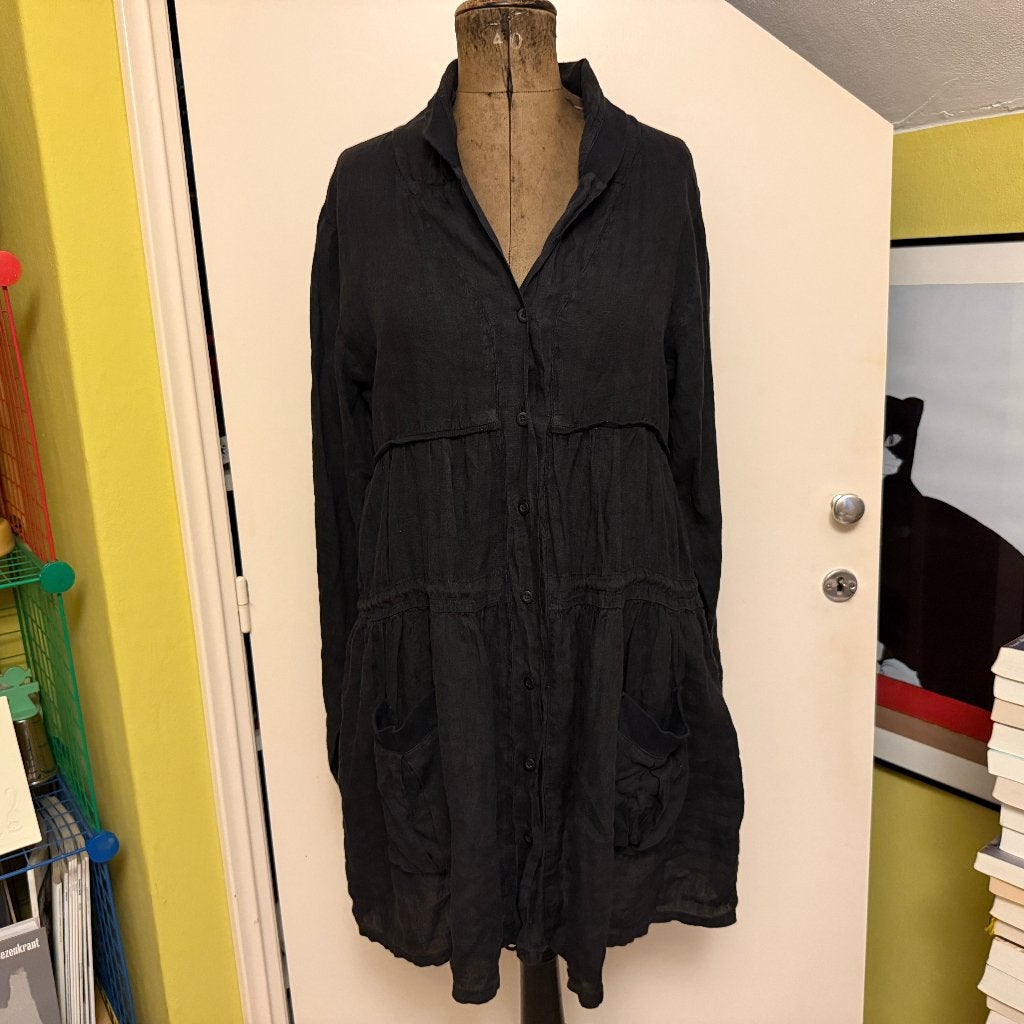 Completo Lino by Arthurio linnen tuniek jurk Mt XL=40-42, Verzenden, Zwart, Maat 42/44 (L), Zo goed als nieuw