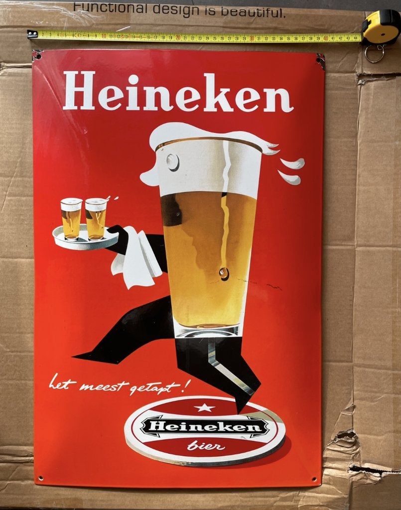 Heineken emaillen buitenreclame ca. 40x60 cm, Ophalen