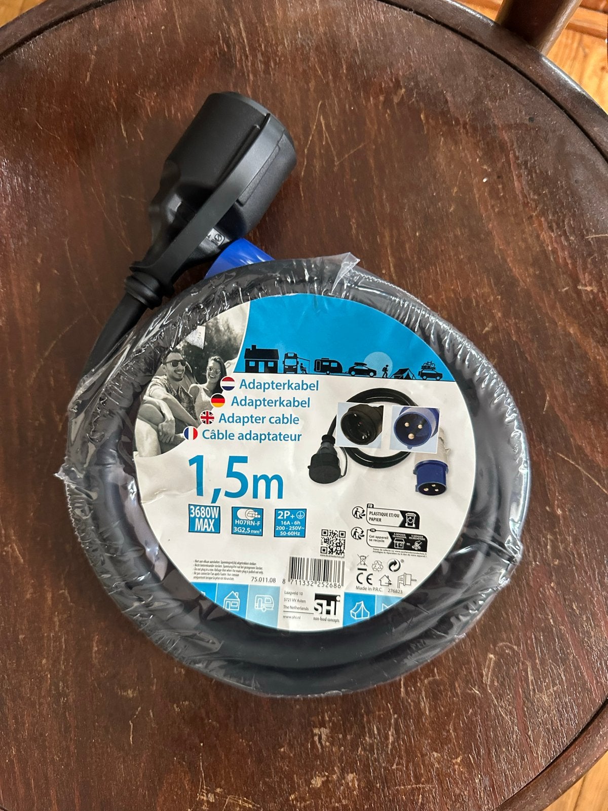 Adapterkabel 1,5m - Ideaal voor camping en caravan, Caravans en Kamperen, Caravan accessoires, Ophalen, Nieuw