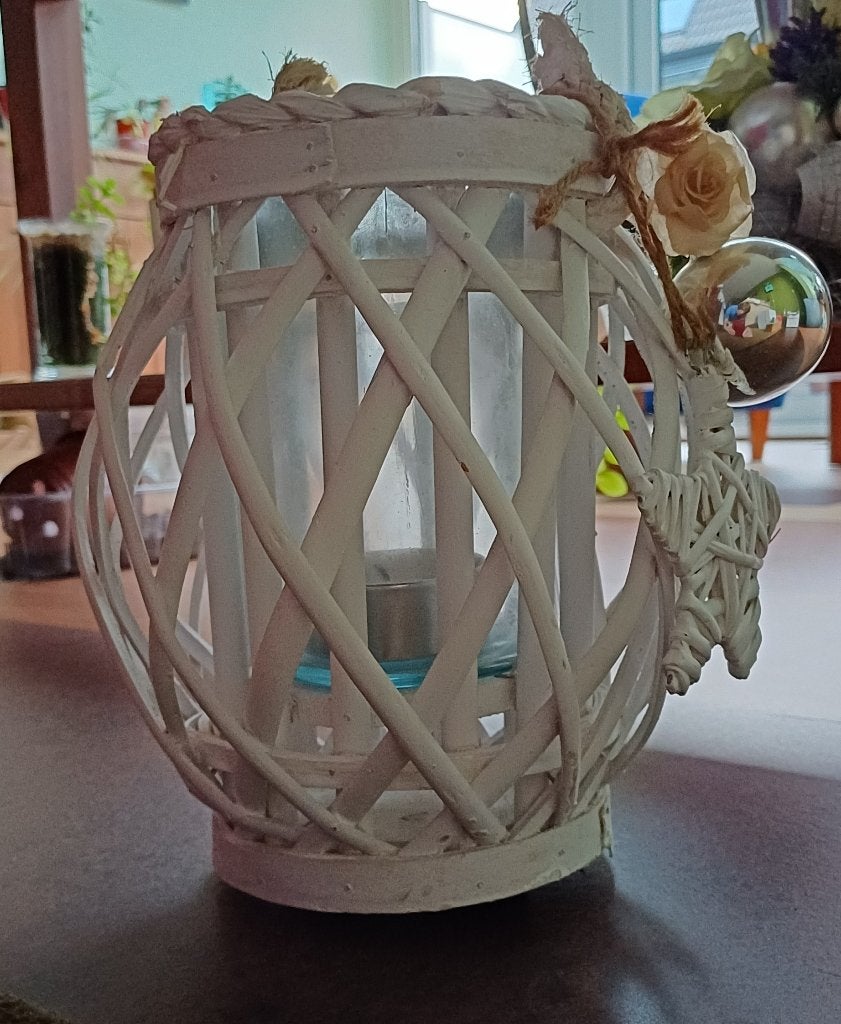 Windlicht wit, bolle vorm, 23 cm hoog, Ophalen, 23 cm, Wit, Zo goed als nieuw