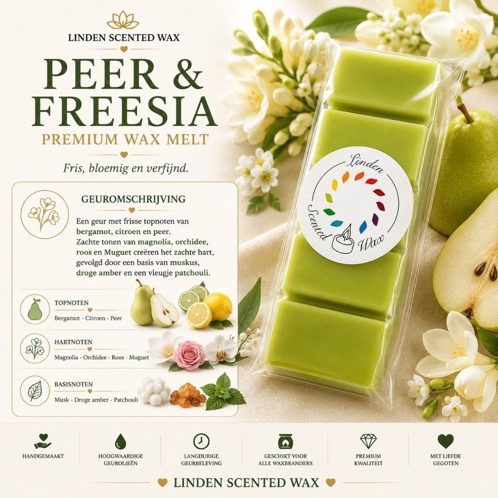 Waxmelts PEER & FREESIA geur waxmelt parfum snapbar, Ophalen of Verzenden, Nieuw, Was, Kaars