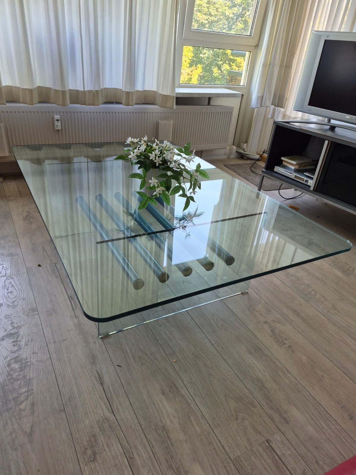 Salontafel ontworpen en gemaakt door glas Atelier 100x150, Ophalen, 100 tot 150 cm, Post modern jaren 80, 50 tot 100 cm