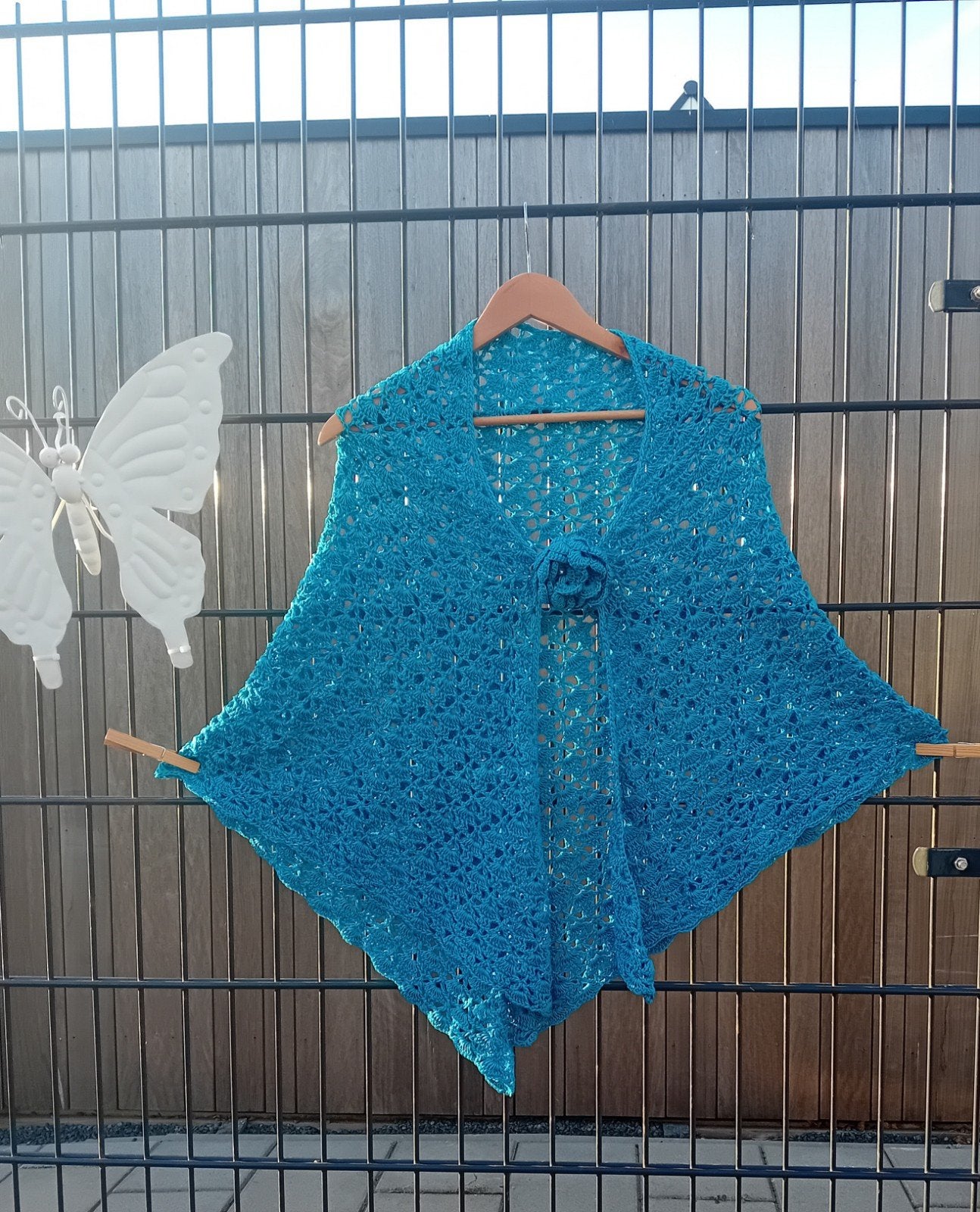super mooie turquoise omslagdoek 100% katoen, Overige typen, Overige kleuren, Maat 46/48 (XL) of groter, Nieuw