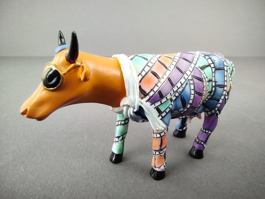 CowParade / Cow Parade Koe “Moovie Cow” SMALL (zeldzaam), Ophalen of Verzenden, Beeld, Meerkleurig, Handgemaakt
