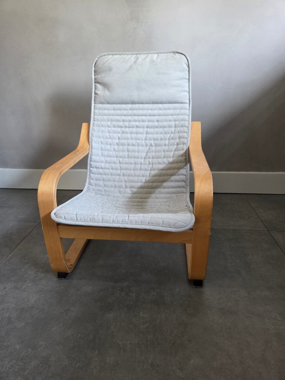 Kinderfauteuil POÄNG met grijs kussenhoes, Kinderen en Baby's, Ophalen of Verzenden, Zo goed als nieuw, Overige typen