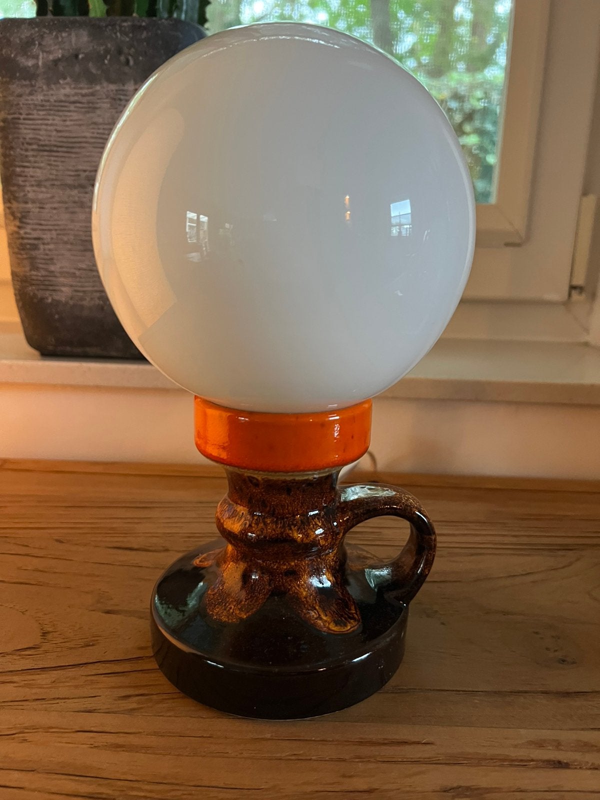 Vintage Space Age tafellamp West Germany Fat Lava stijl 70s, Glas, Gebruikt, Vintage, 25 cm