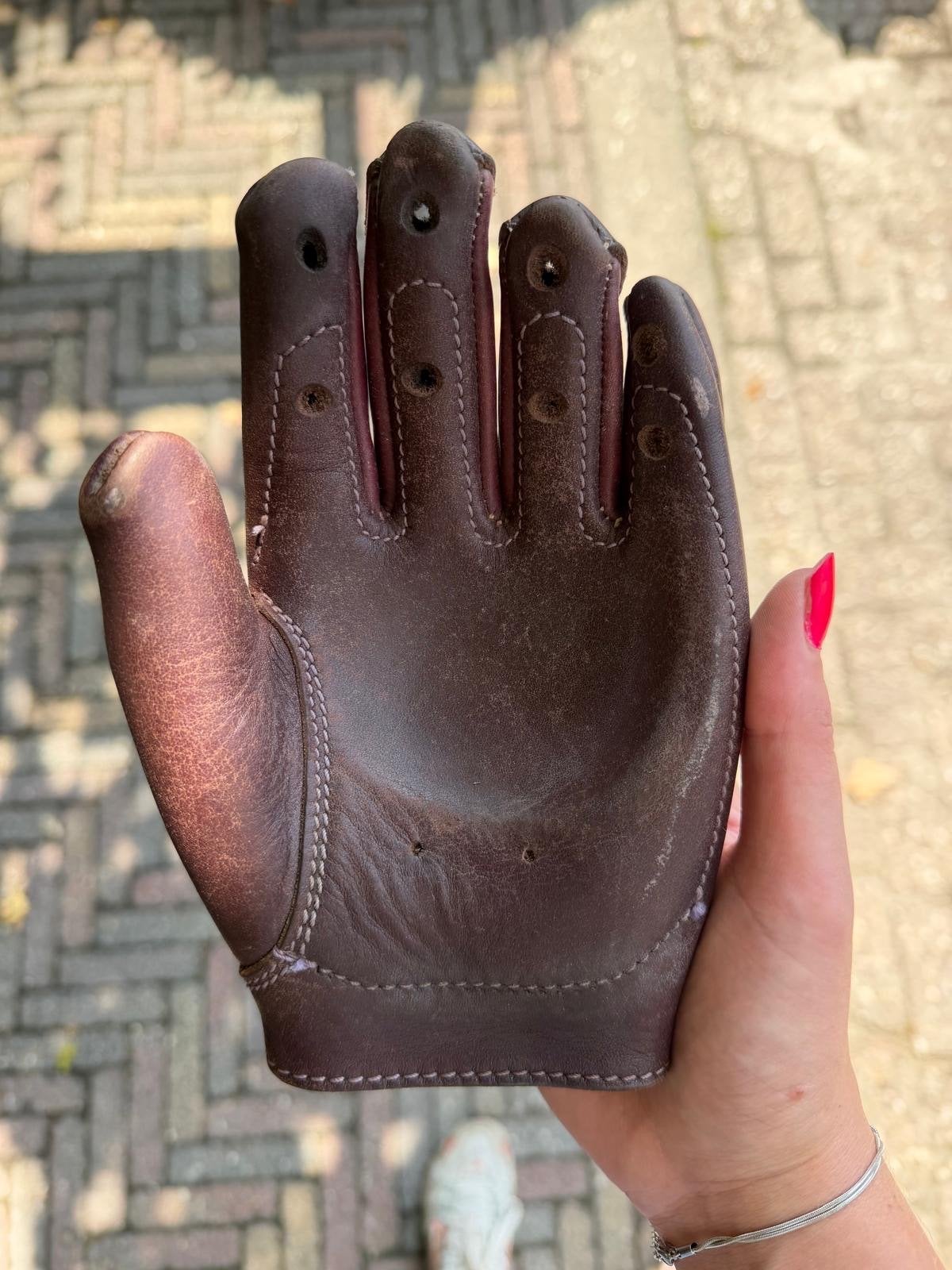 Vintage Leren Kaatswant - Linkerhand, Ophalen of Verzenden, Gebruikt