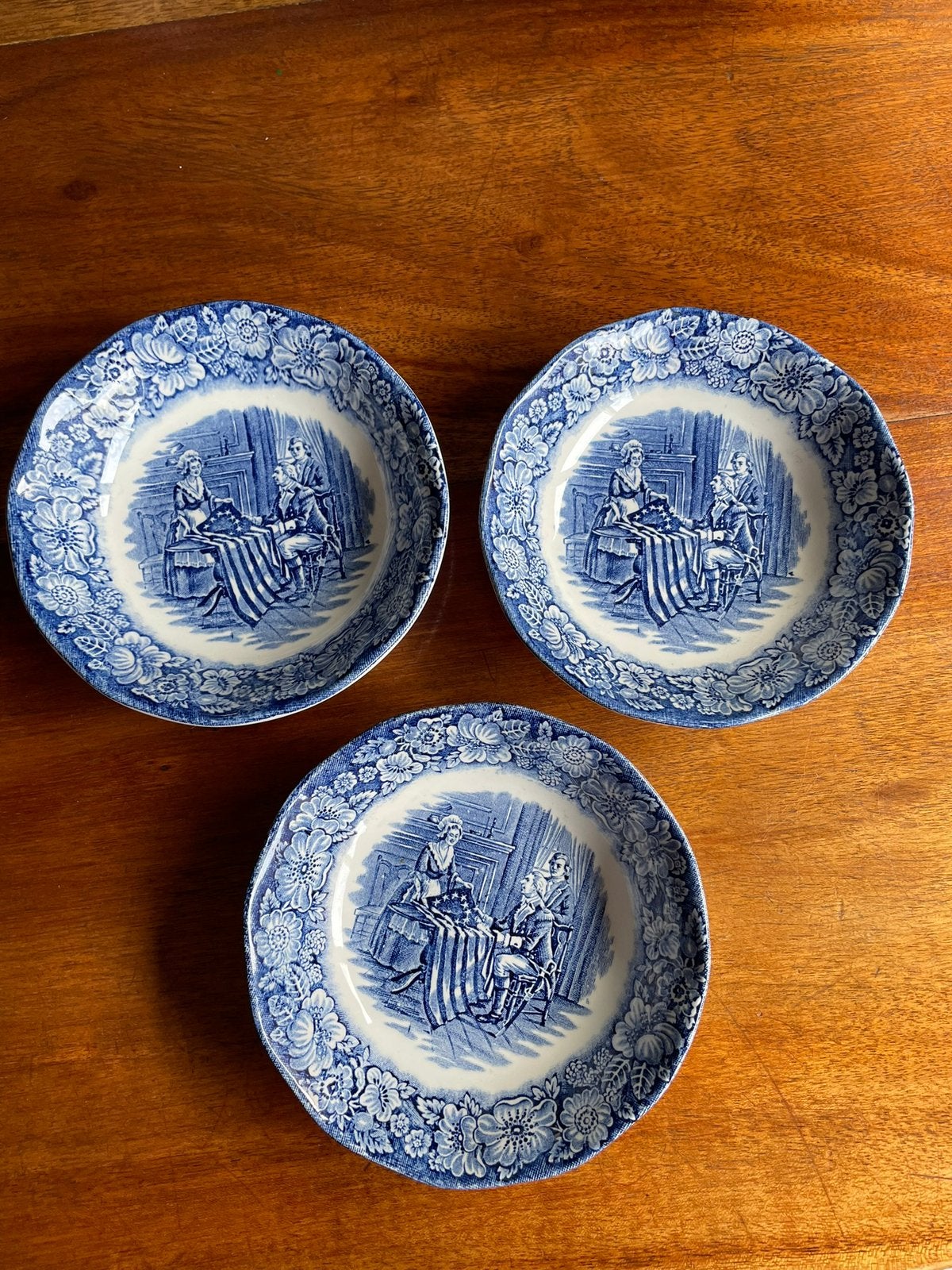 3 schaaltjes Betsie Ross blauw, Ophalen of Verzenden