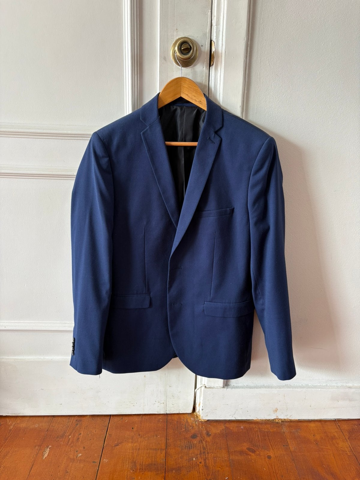 WE slim fit blauw pak incl. twee pantalons, Ophalen of Verzenden, Gedragen, Maat 48/50 (M), Blauw