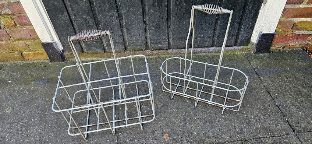 Oude melkfles rekjes draadrekjes jaren 70 flessenrek, Antiek en Kunst, Ophalen of Verzenden