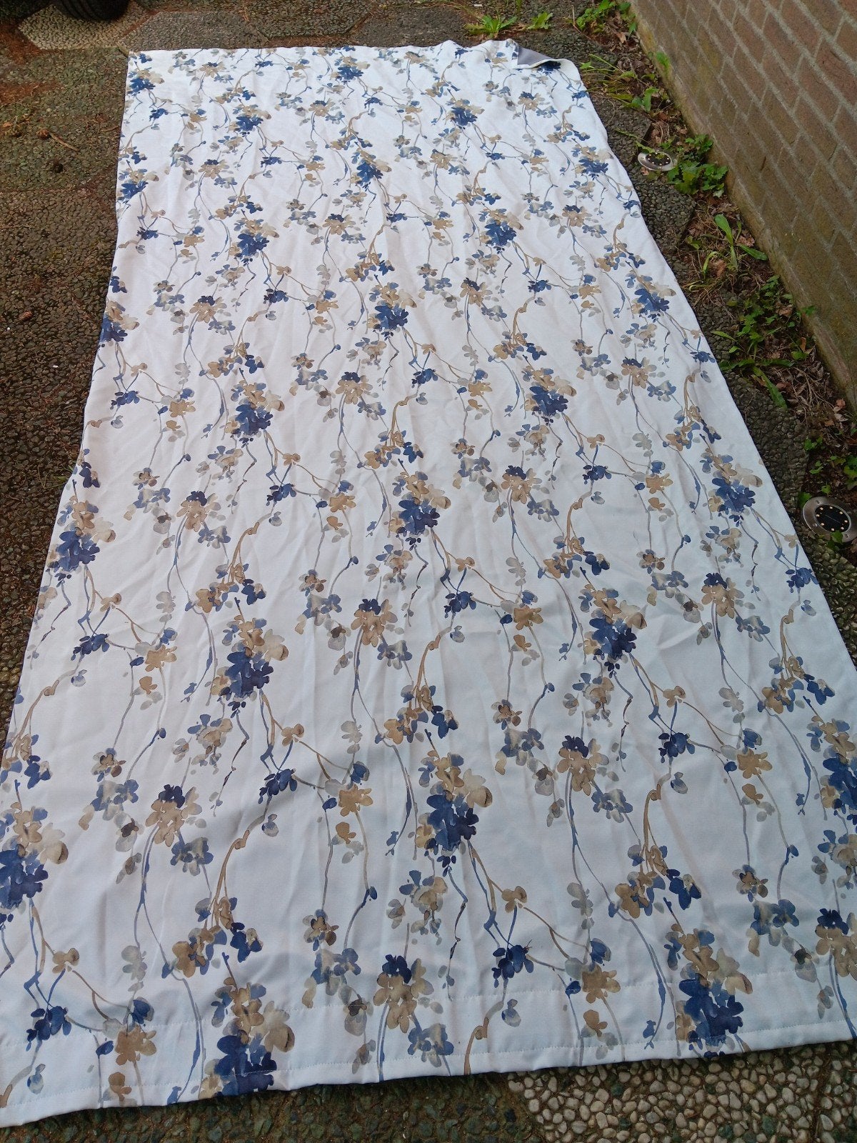 2x gordijn met bloemenprint Ikea, Met haken, Gebruikt, Ophalen of Verzenden, Bruin