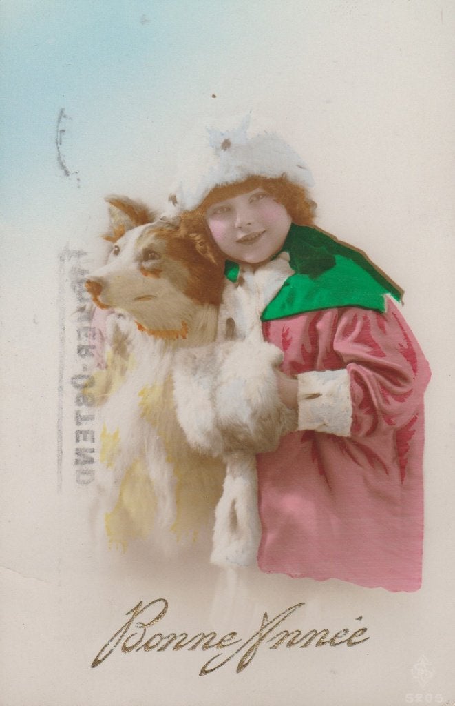 Meisje met Schotse Collie. Zeer oude AK. 1923, Verzenden, 1920 tot 1940, Gelopen, Kinderen