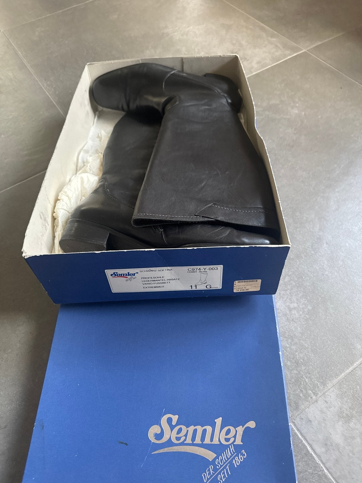Semler Conny Leren Laarzen Zwart Maat 45 (11 G), Hoge laarzen, Zwart, Ophalen of Verzenden, Zo goed als nieuw