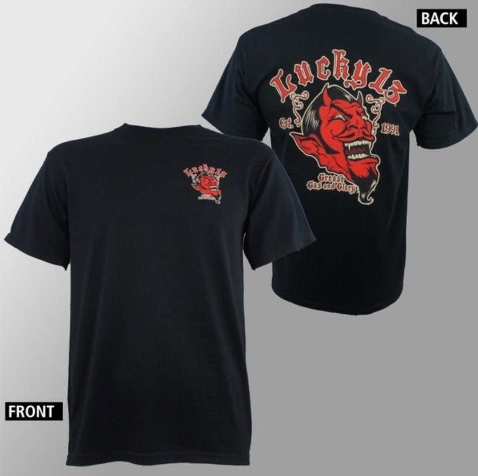 LUCKY 13 T-Shirt - Devils Deluxe ‘Hot Rod Kleding’ LARGE, Verzenden, Nieuw, Maat 52/54 (L), Zwart