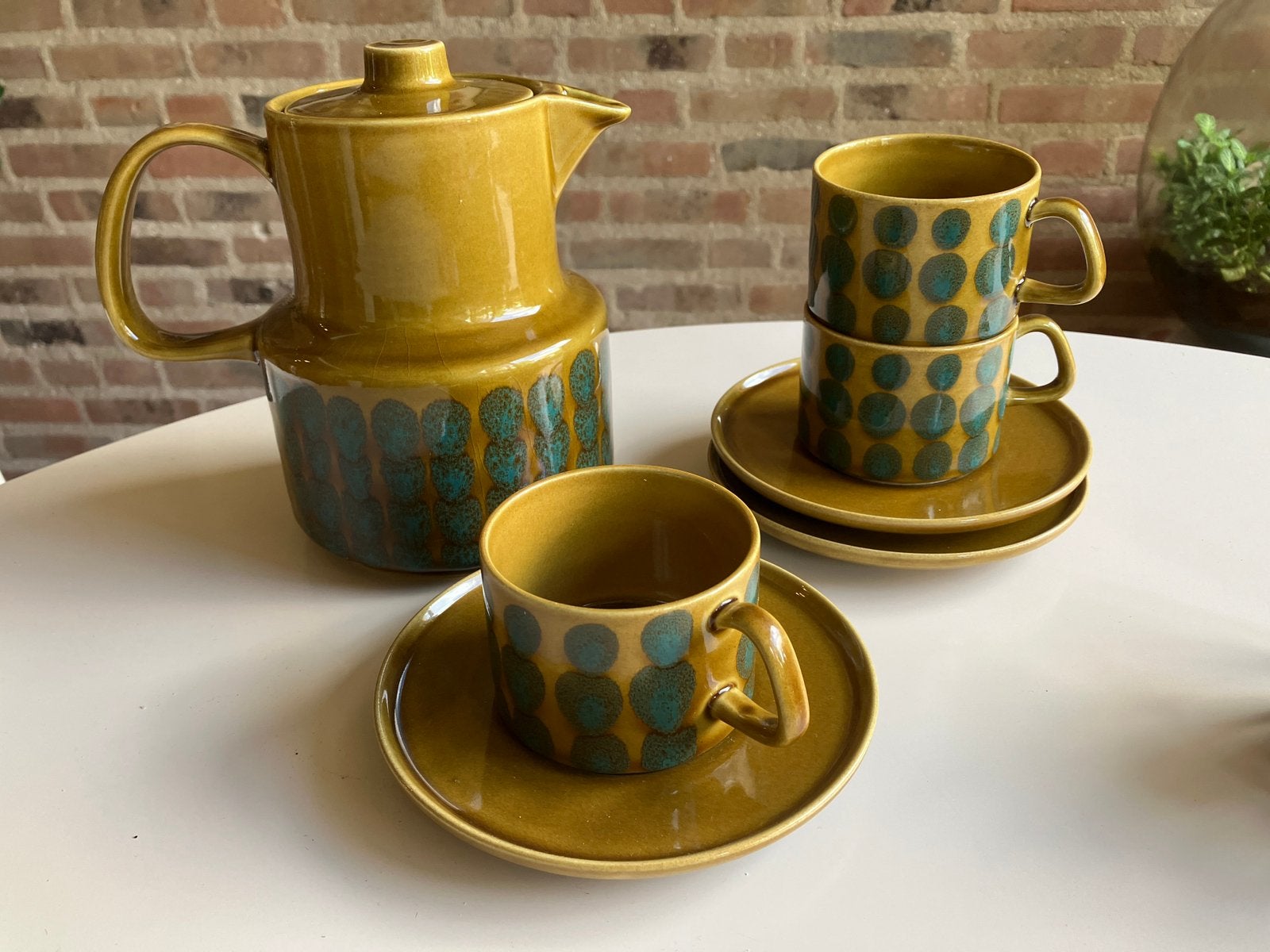 Vintage Melitta ‘Copenhagen’ koffiekan en kop-en-schotels, Ophalen of Verzenden, Vintage, Kan