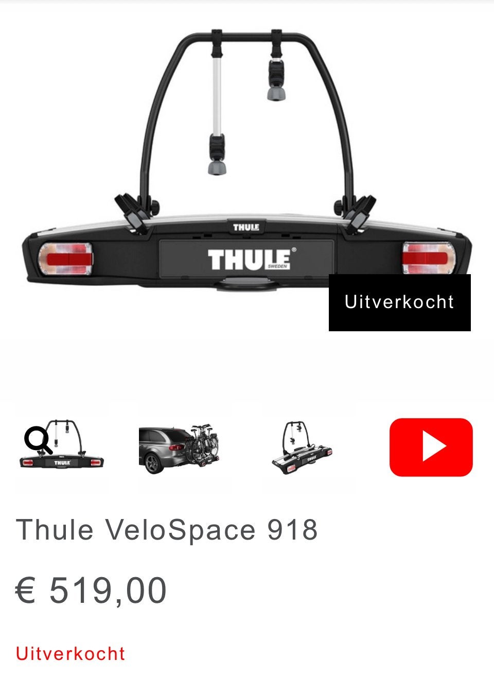 Nieuwe Thule VeloSpace 918 fietsendrager met oprijgoot, Auto diversen, Fietsendragers, Ophalen, 2 fietsen, Trekhaakdrager, Brede banden