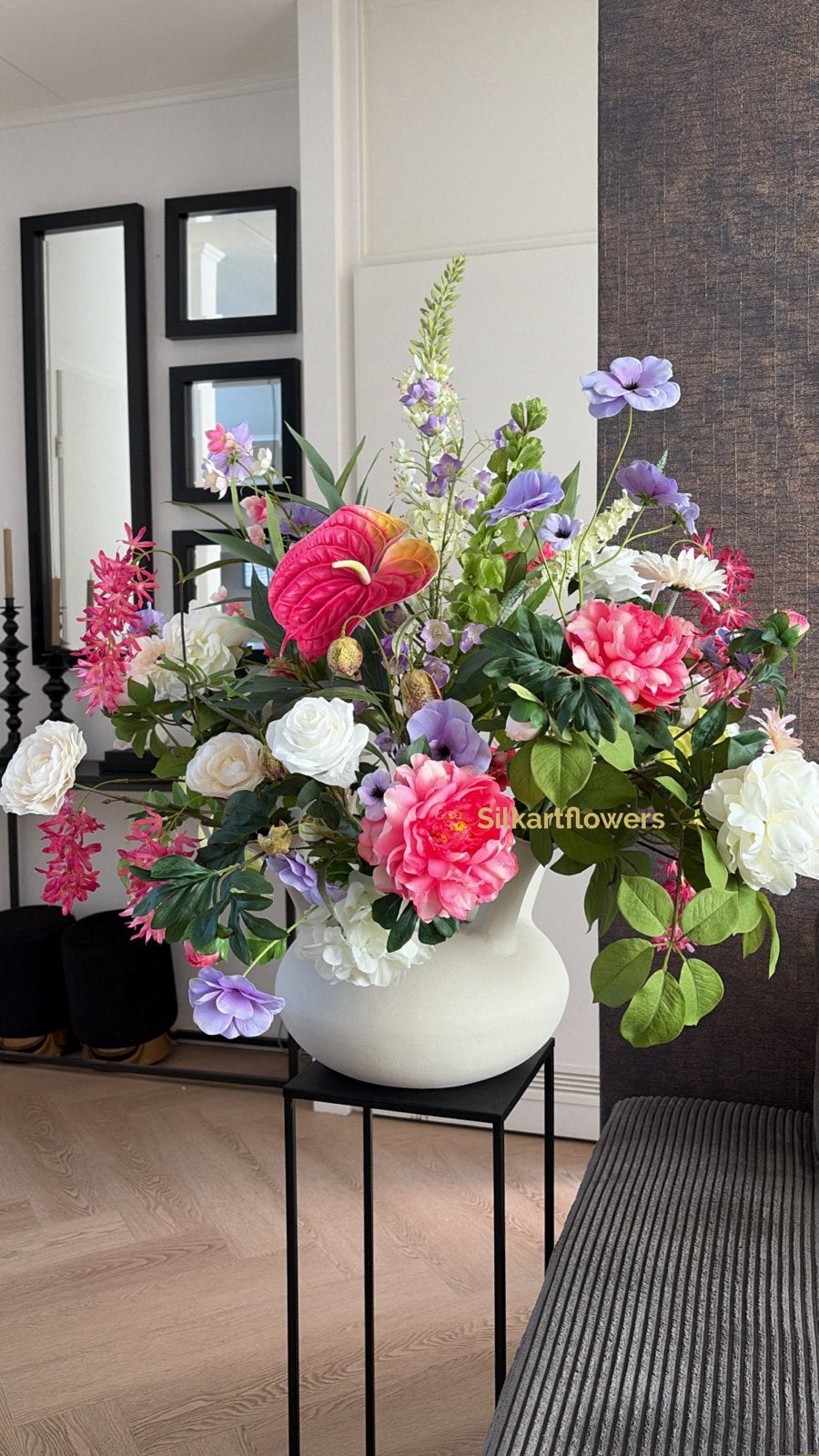 Prachtig zijden bloemstuk met zijden bloemen, Huis en Inrichting, Ophalen, Binnen, Nieuw, Kunststof