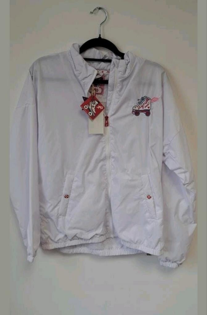 MyMo Witte Windjack Maat L - Nieuw met leuke print, Kleding | Dames, Jassen | Zomer, Nieuw, Maat 42/44 (L), Wit, Ophalen of Verzenden