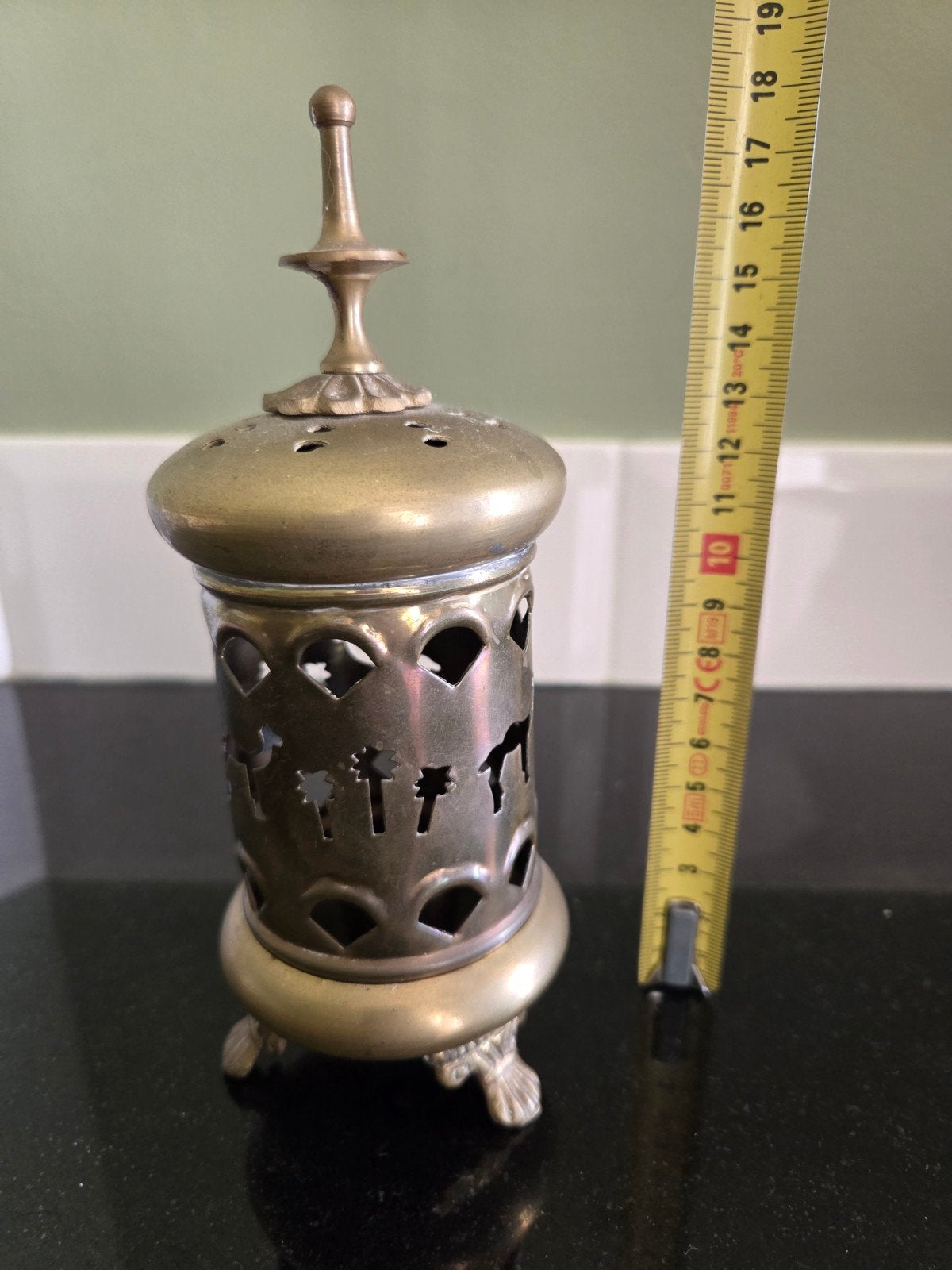 Vintage messing wierookbrander met oosterse motieven, Ophalen of Verzenden