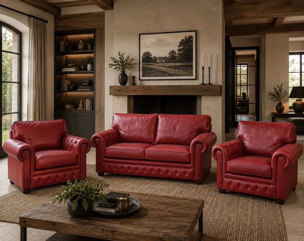 Chesterfield bankstel, complete zithoek 3+1+1 zits., Gebruikt, 150 tot 200 cm, Chesterfield, Ophalen of Verzenden